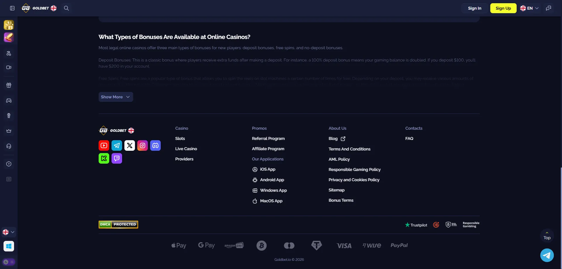 Goldbet Casino deposit and withdrawal methods &mdash; fast crypto and cards